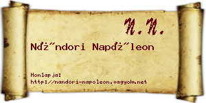 Nándori Napóleon névjegykártya